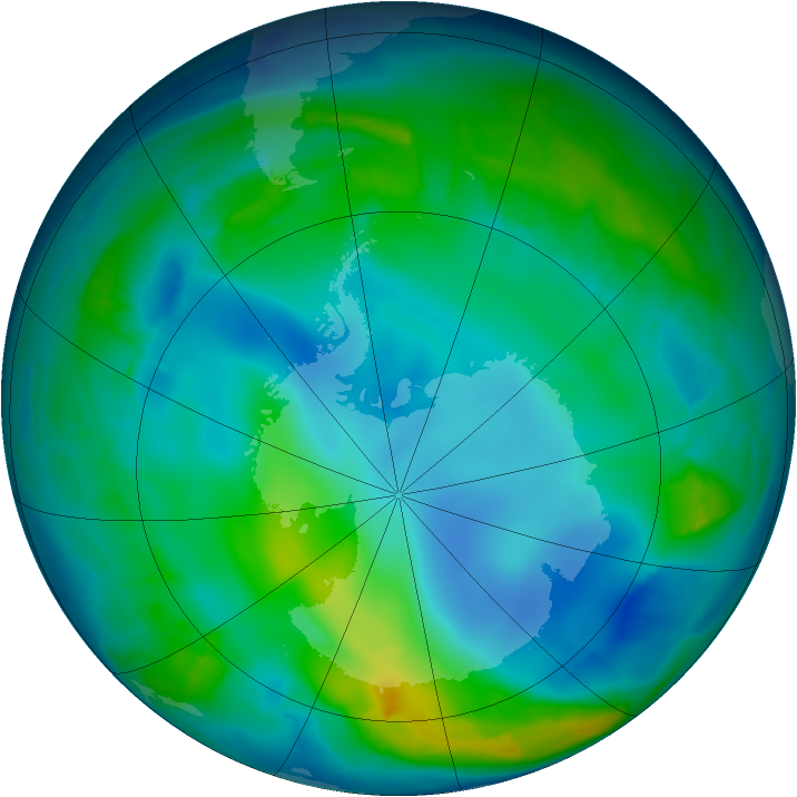 Antarctic ozone map for 20 May 2009